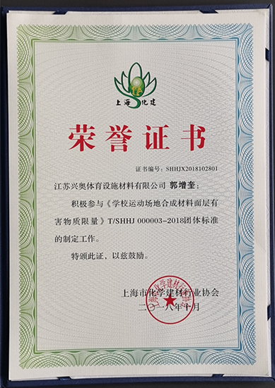 江苏兴奥贝斯特的荣誉证书